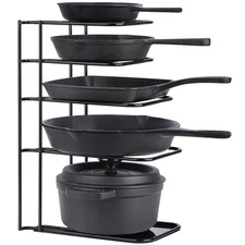 Heavy Duty Pan Organizer, 5 Tier Pot and Pan Organizer Rack for Cast Iron Ski...