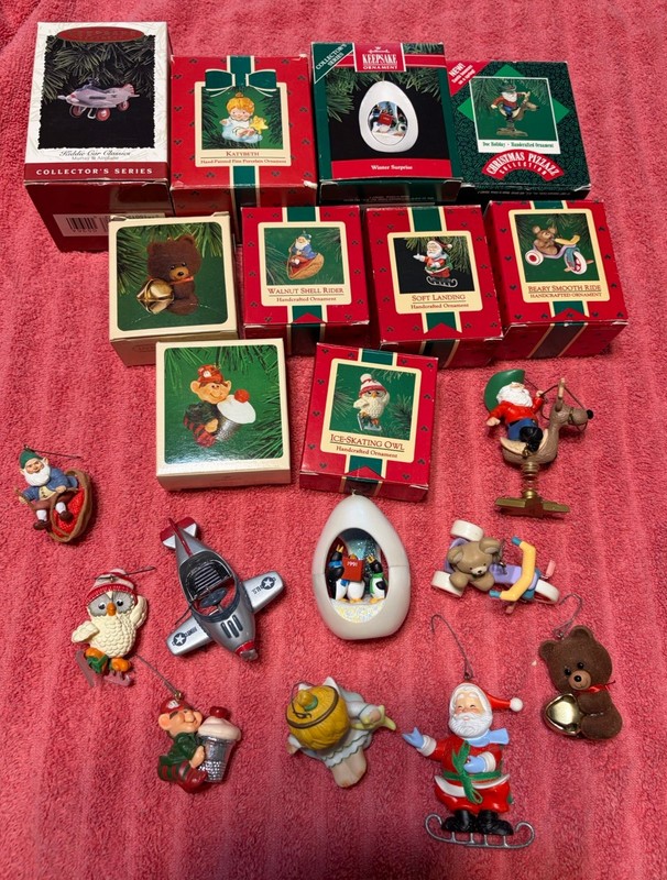 Hallmark Keepsake Ornaments 1981-1996 Mixed Lot 10 Pieces Christmas With Boxes