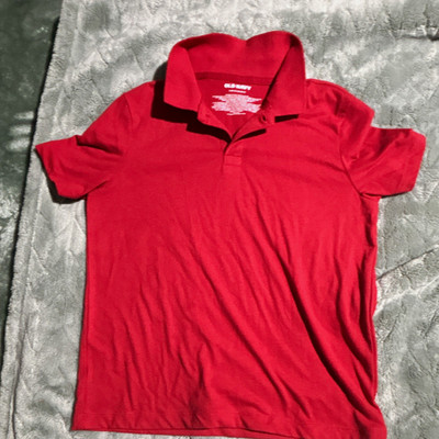Old Navy Boys Red Solid Collared Polo Shirt Short Sleeve Pullover Size S