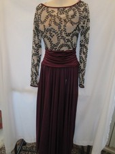 Dark Red Nude Long Lyrical Contemporary Dance Costume Dress SA Small Adult