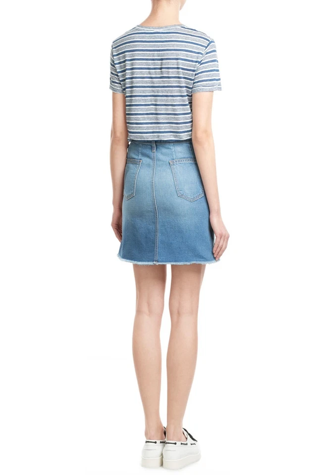 New! CURRENT ELLIOTT The Naval Button Front Denim Hight Jean Skirt in Blue 25 - Image 2 of 4