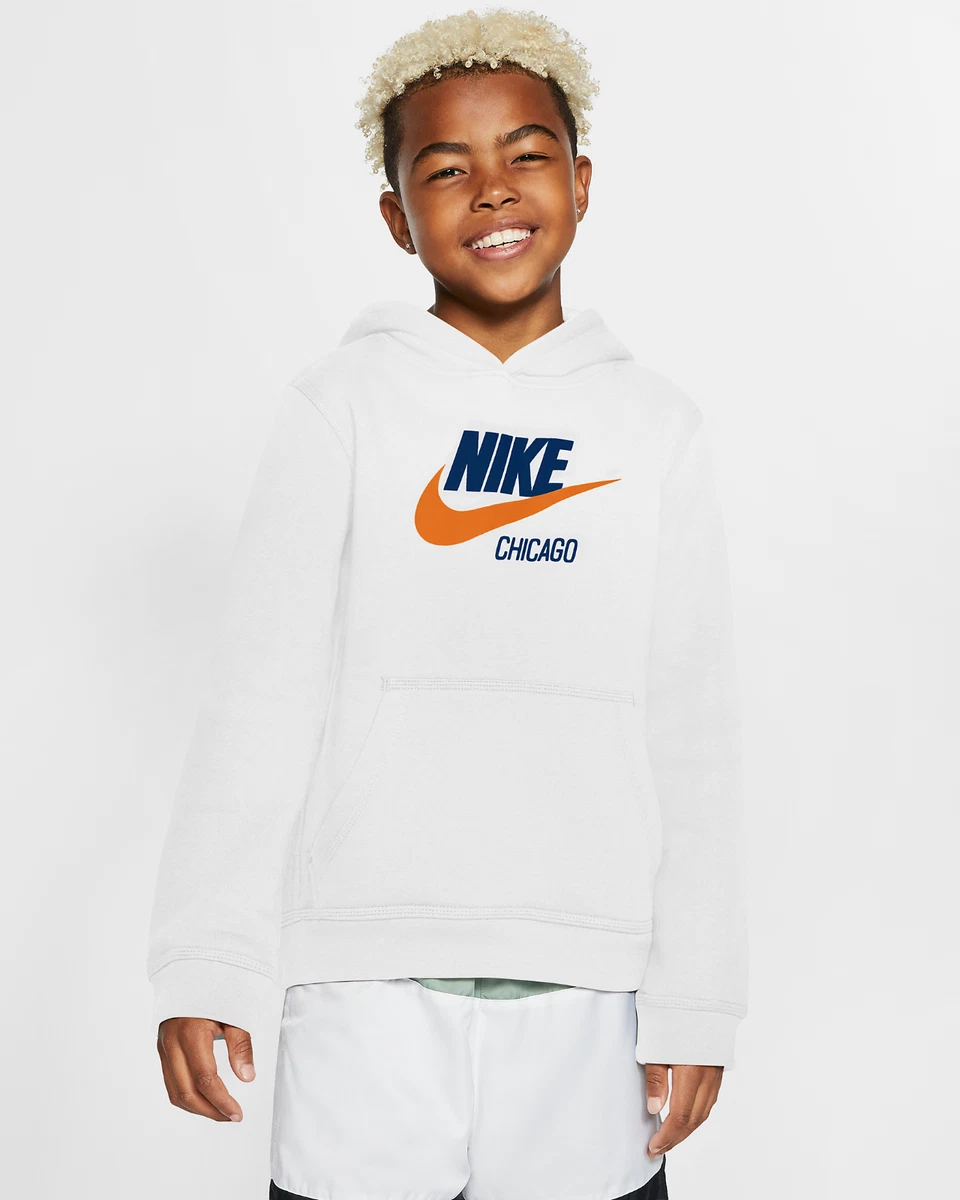 Nike Sweatshirt Hoodie Chicago White CW2334 Youth Kids Boys Girls Size Med  9-10 | eBay