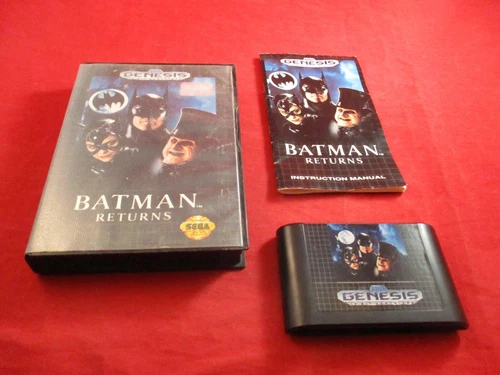 Batman Returns (Sega Genesis, 1992) COMPLETE w/ Box manual game WORKS!