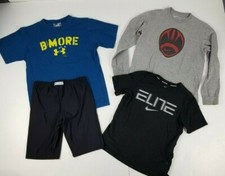 Lot of Nike  Under Armour Boy  s Youth Size M Shirts  Shorts-Dri-Fit, Heatgear