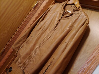 Dressbarn Faux Leather Biege Zip Front Jacket Sz 18-20 unisex | eBay