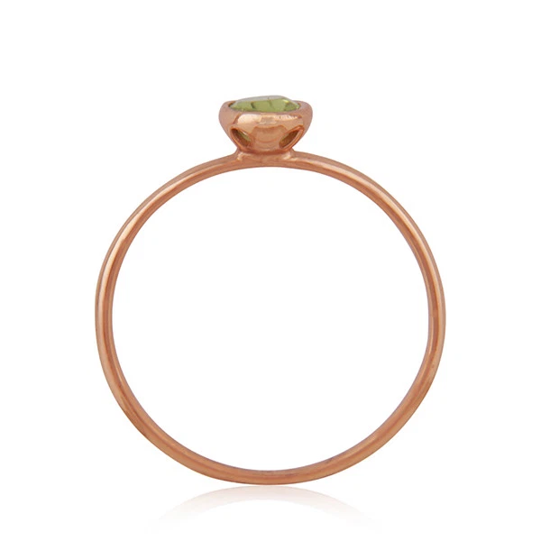 Natural Peridot 18K Rose Gold Plated 925 Sterling Silver Ring Gemstone Jewelry  - Image 2 of 4