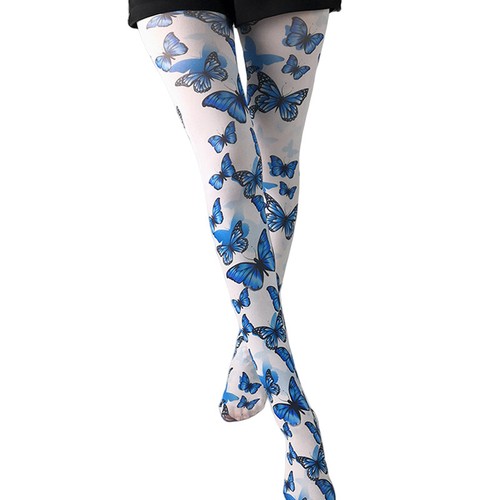 Women Thin Print Pantyhose High Waist Butterfly Sotckings Opaque Stretch Tights - Picture 10 of 28