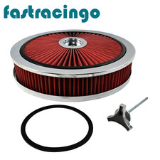 14x3 High Flow Round Air Cleaner Filter Kit Thru Washable For Sbc Bbc 350 Red