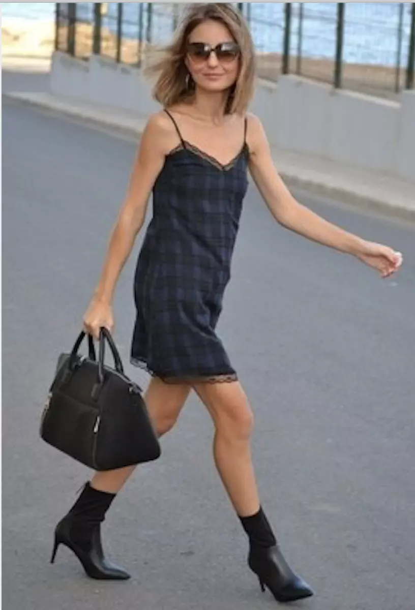 ZARA NEW WOMAN SHORT CAMISOLE CHECK STRAPPY DRESS LACE TRIM XS M 7912 578
