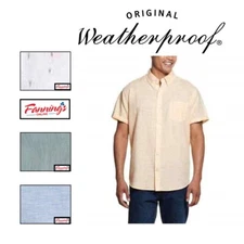 Weatherproof Vintage Men's Short Sleeve Linen Blend Woven B15