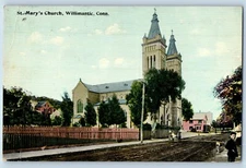 c1914 Willimantic Connecticut Vintage Postcard St. Mary's Church Chapel Building