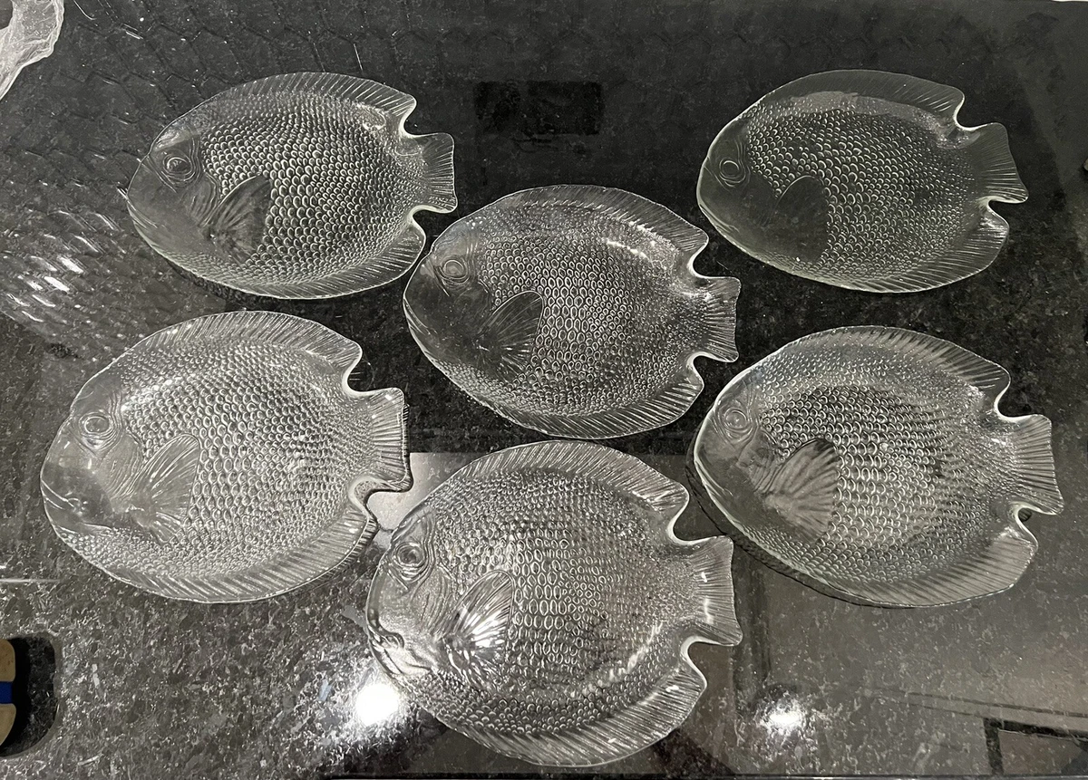 6 ARCOROC France Fish Plates Poisson Tempered Glass 10 x 8 eBay