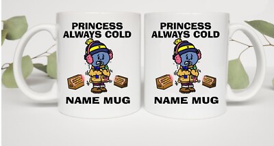 PRINZESSIN IMMER KALT PERSONALISIERTE TASSE MIT NAMEN WEIHNACHTEN NEUHEIT GESCHENK GEBURTSTAG