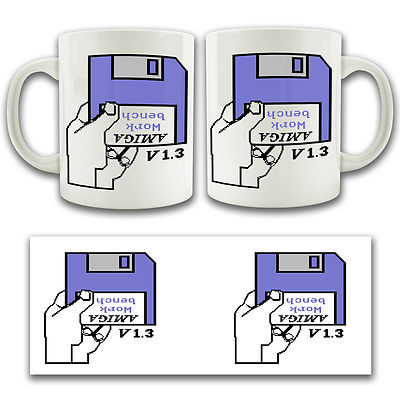 Amiga Workbench 1.3 Einsatzscheibe Keramik Kaffeebecher Teetasse Retro Commodore Gamer