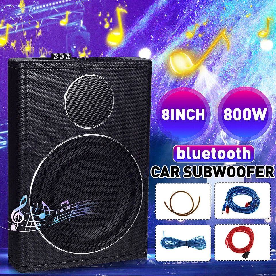 SUBWOOFER AMPLIFICATO ATTIVO CASSA BASS REFLEX SOTTO SEDILE AUTO TUNING 800W，8“ - Immagine 2 di 4