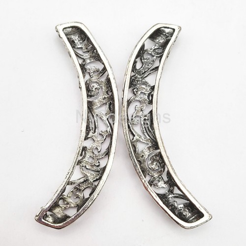 Colgante de peltre de plata filigrana 68x12 mm, 2 piezas, elegante suministro para hacer joyas hágalo usted mismo - Imagen 3 de 5