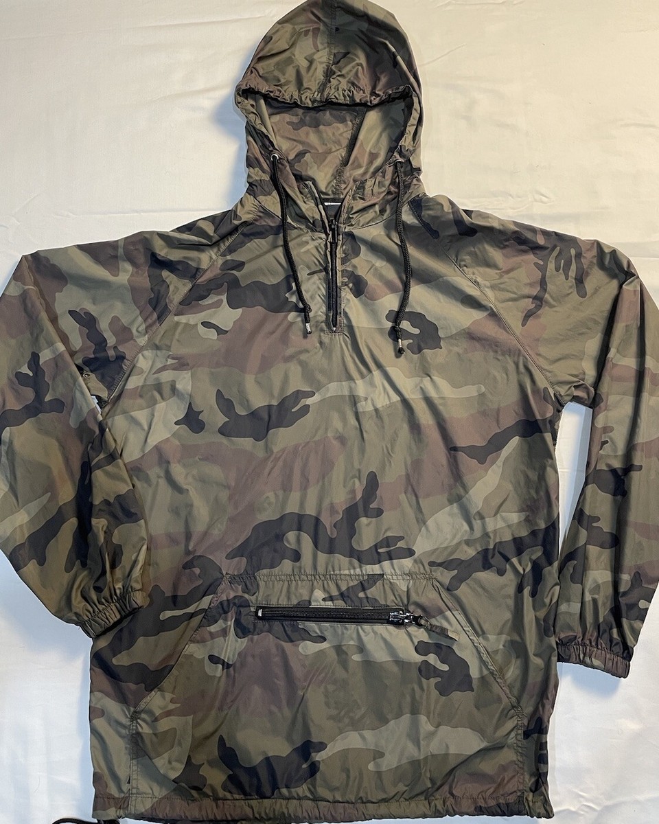 Unisex Adult Pullover Anorak Windbreaker W/Hood Small Camouflage