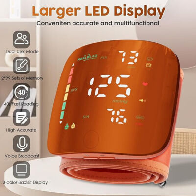 #ad Ziqing Automatic Wrist BP Monitor Home Use Wrist Blood Pressure Monitor Orange $19.96