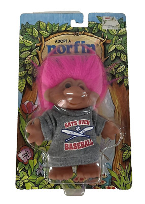 1982 New Vintage Adopt A Norfin Troll Pink hair 5 Inch Baseball Carded NOS~4