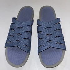 Bare Traps Sandals Beverly Slide Wedge Heel Blue Gray Strappy Slip On Wmns. 11M