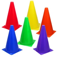 6 MultiColor 9 inch Cones Train Training Soccer Football Agility Traffic Bright