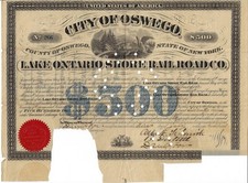 Miasto Oswego, Lake Ontario Shore Rail Road Co., 500 $ - 1871