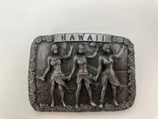 Vintage 1977 Bergamot Brass Works Hawaii State Hula Dancers Vacation Belt Buckle