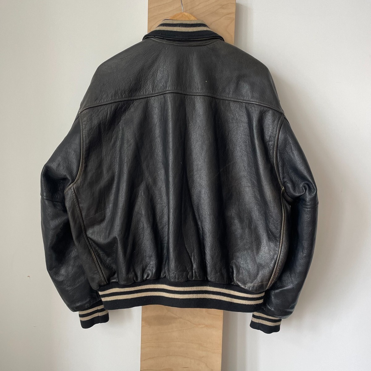 Rare 80s Vintage Redskins Garment Varsity Leather Jacket L
