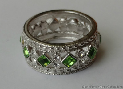 Nachlass Schmuck Unikat Qualität CZ Bandring 0,925 Sterling Silber Größe 8,75