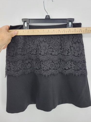 Cabi Skirt Womens 2 Black Soiree A Line Mini Black Lace Layered Ponte Knit Artsy - Picture 9 of 11