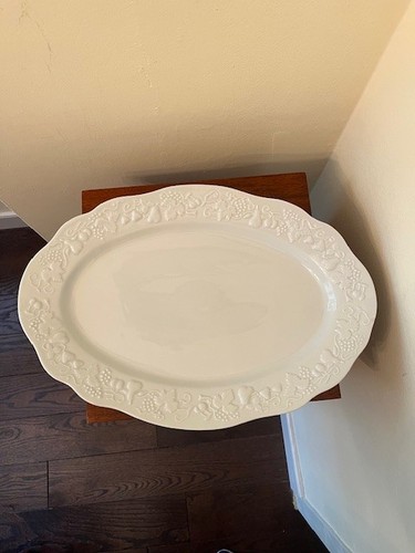 Deshoulieres Blanc de Blanc Porcelain Large Oval Serving Platter 16.5" X 11.25"