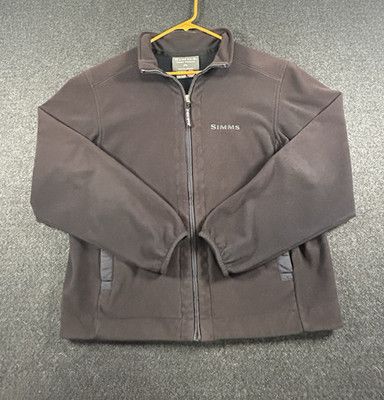 Simms Fishing Windstopper Fleece Jacket Mens M Gray Black Full Zip Made in USA