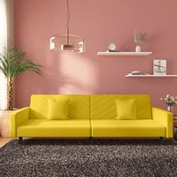 Schlafsofa 2-Sitzer Samt Gelb Mit 2 Kissen