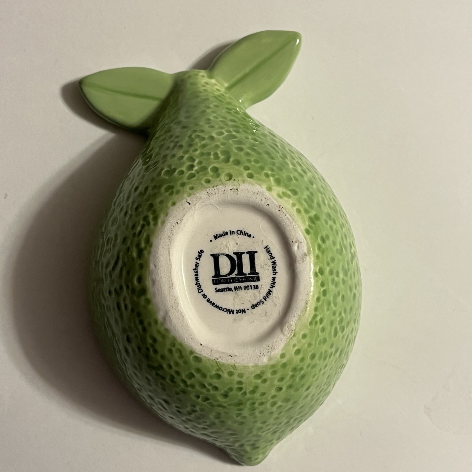 Lime Shaped Serving Bowl Green 3.5" x 5.5" x 2"H Ceramic by Design Imports DII