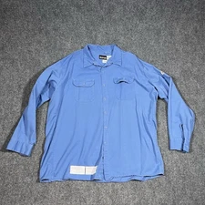 Bulwark FR Shirt Men 3XL Long Sleeve Work Button Flame Resistant Light Sky Blue