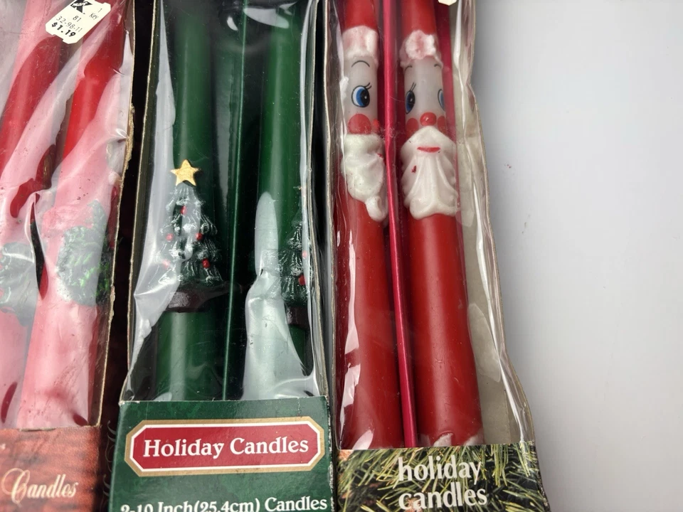 VTG Christmas Holiday Candles Tapers 10" Snowman Christmas Tree Lot of Three 1A Foto 3 de 4
