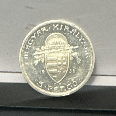 Hungary 1938 5 Pengö Silver Coin Silver Color Uncertified Magyar
