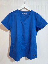 Grey  s Anatomy by Barco Women  s Scrub Top M Royal Blue V-Neck 2 Pocket Stretch