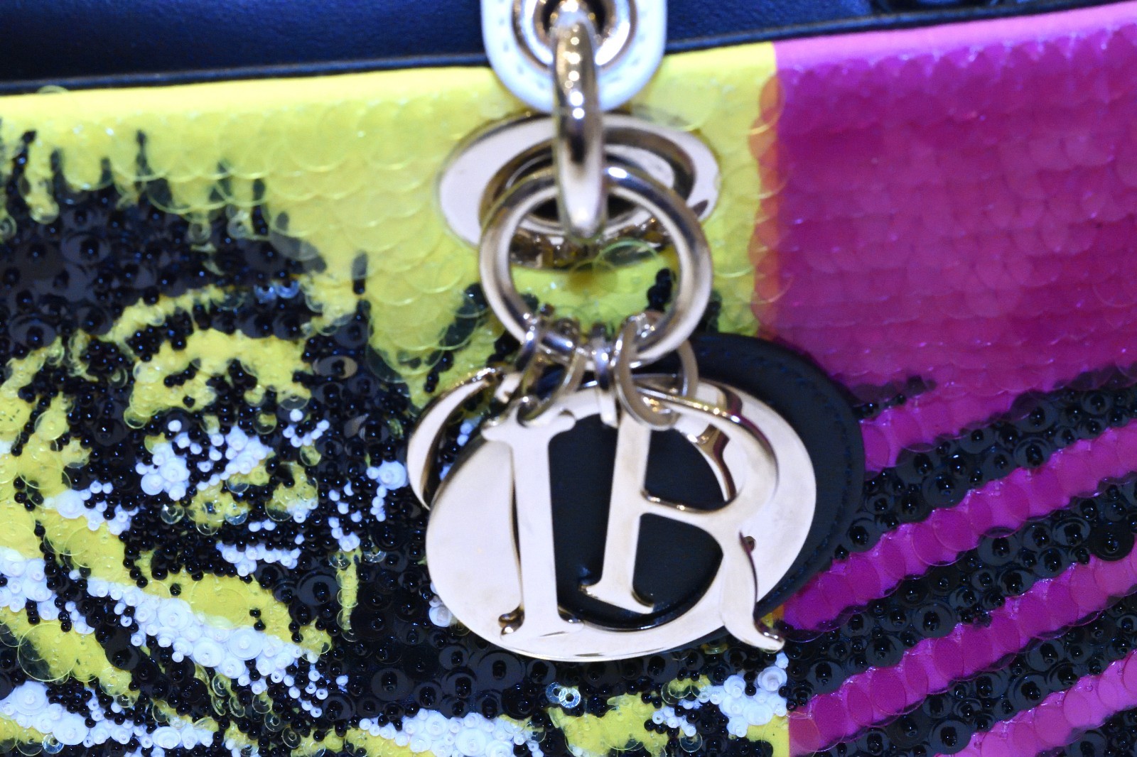 Christian Dior Lady D-Joy Sequin Runway Mini Bag Multicolour Tiger Stripe w/ Str image 2