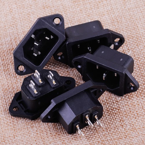 5 AC 250V 10A 3Pin Plug Panel Mount Power Inlet Sockets Connector IEC ...