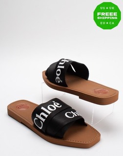 RRP€370 CHLOE Slide Sandals US7 EU37 UK4.5 Logo Cross Over Made in Italy