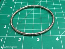 Vintage Silver Tone Metal Textured Surface Round Bangle Bracelet