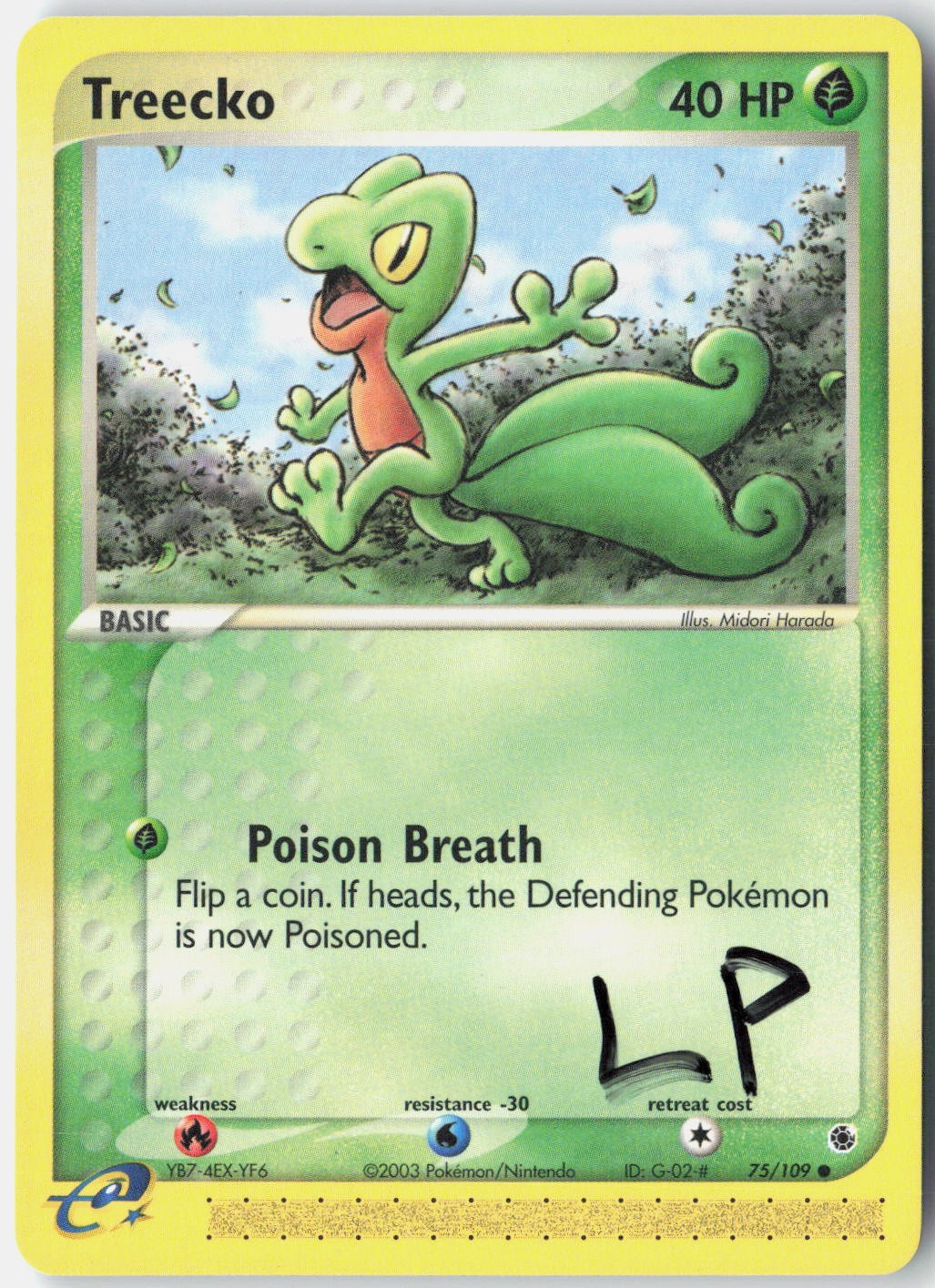 Treecko 75/109 Common Ruby & Sapphire Pokemon Lightly Played