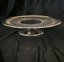VTG MCM EPNS Silver Plate Pedestal Reticulated Cake Stand 10" Cake Size