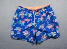 Chubbies Shorts Mens XLarge Blue Boardshorts 5.5" Inseam Swimwear Trunks Sharks