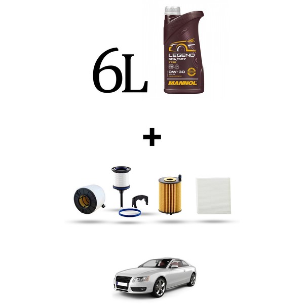 Hoffcar Set Service 4 Filter Und 6L ÖL FüR Audi A5 (F53, F5P, F5A, F5F) 40 Tdi --image