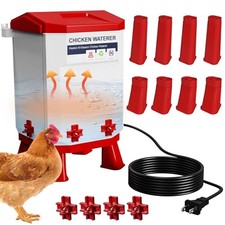 2-Gallon Heated Chicken Waterer   All-Season Poultry Drinker with 4 Nipples