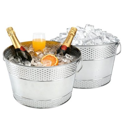 2PCS Beverage Tub Large Ice Bucket For Parties, Thick Metal Galvanized Tub Dr...