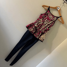 Weissman MC Pink Gold Sequin Unitard Dance Recital Costume 11509 Jazz Tap Acro