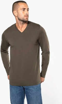 Herren Langarmshirt Men's long-sleeved V-neck T-shirt | Kariban | K358